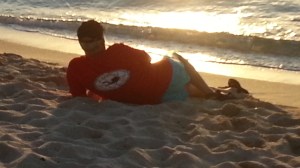 Leon wearing his new Dive Cozumel t-shirt.