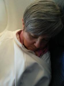 asleep on the plane to Calgary