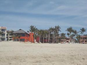 colourful hotel on the beach