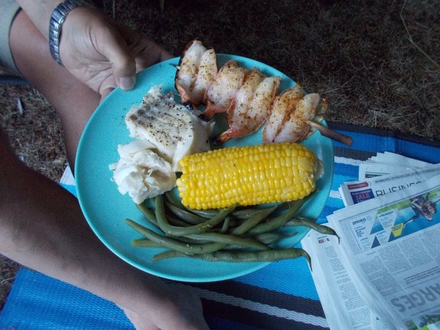 Steamed pacific cod with grilled shrimp